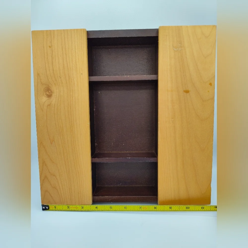 Vintage Wooden Jewelry Organizer Case w/ Hidden Doors & Compartments